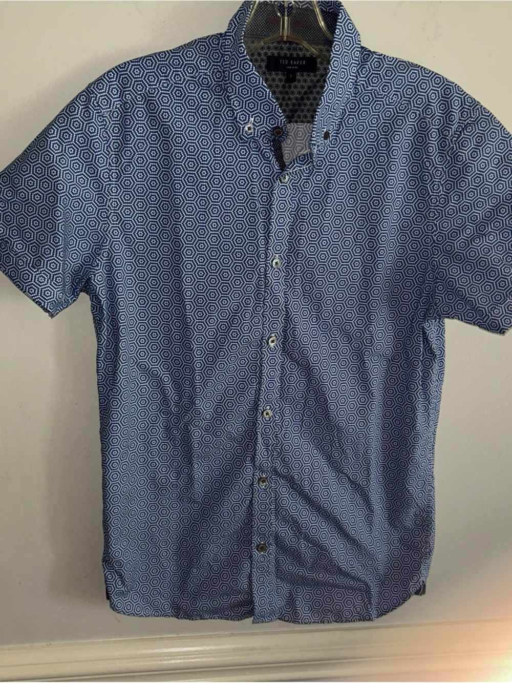 Ted Baker London Blue Geometric Short-Sleeve Button-Down Shirt